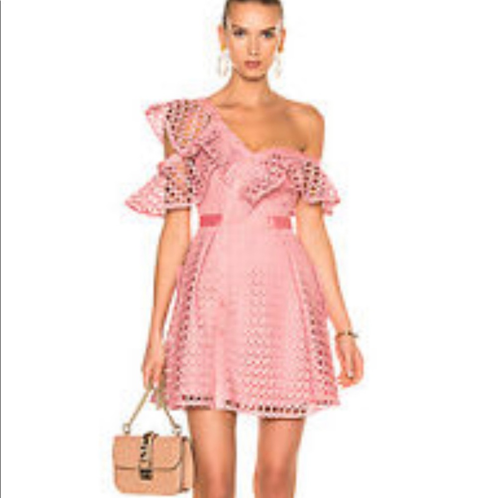 Self-Portrait Pink off Shoulder Dress
